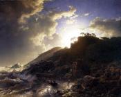 风暴之后的西西里岛海岸日落 - 安德烈亚斯·阿亨巴赫